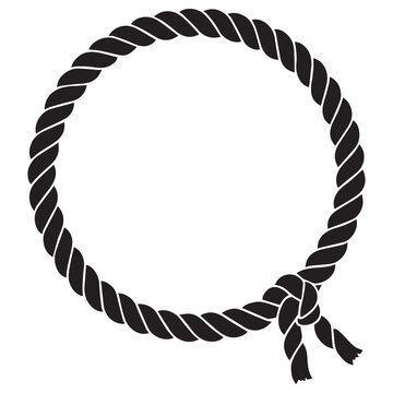 Simple Circular Rope Frame Silhouette, Versatile Decorative Border Element for Nautical or Craft Designs