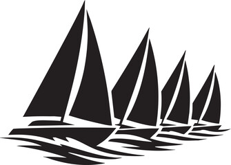 Yacht Racing Regatta Black Vector Icon Isolated on White Background