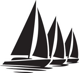 Yacht Racing Regatta Black Vector Icon Isolated on White Background