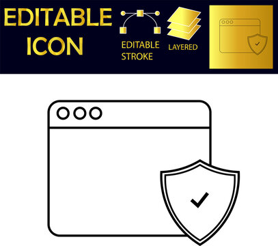 Secure Web Icon &ndash; Editable Stroke Line Vector for HTTPS, Privacy and Online Security