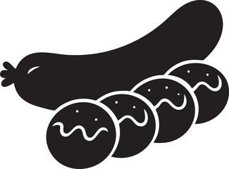 Black Vector Illustration of Currywurst Sausage