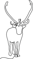 Reindeer Continuous One Line Drawing. Minimalist Stag single line with Large Antlers. © harry