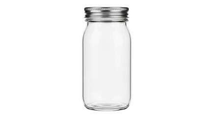 Empty glass mason jar isolated PNG on transparent background, canning container for food preservation and storage, kitchenware