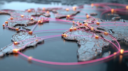 Digital map with delivery routes, symbolizing efficient e-commerce logistics. 
