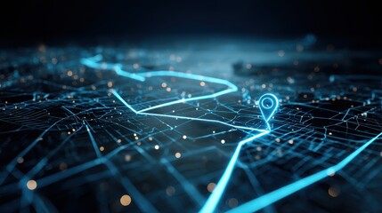 Obraz premium Digital map with delivery routes, symbolizing efficient e-commerce logistics. 