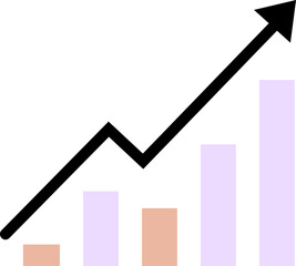 Minimal clean business growth chart with bold black upward arrow pastel growth chart with upward arrow