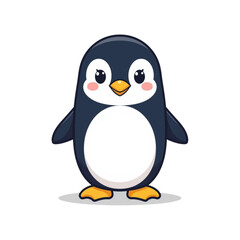 Obraz premium Cute Penguin Character Standing and Smiling Flat Vector Illustration