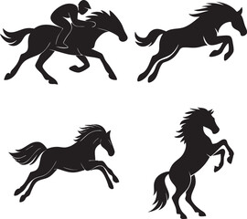 Racing Black Horse Vector Illustration