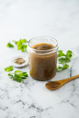 Homemade green plum sauce