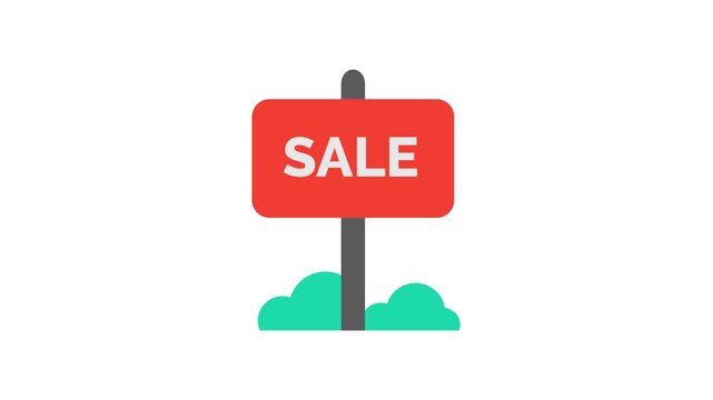 Animated sale sign with transparent background animation on green