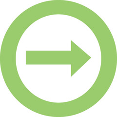 Minimal right arrow icon inside green circle Clean and sleek circular green button symbol with right pointing