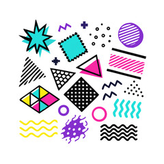 Vibrant memphis pattern elements collection