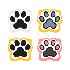 Fototapeta premium Colorful animal paw prints in different styles and borders