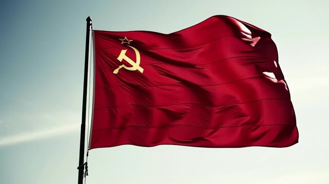 Soviet Union Flag Waving in the Wind.