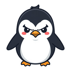 Cute Penguin Character Feeling Angry Flat Vector Illustration © Khiesni