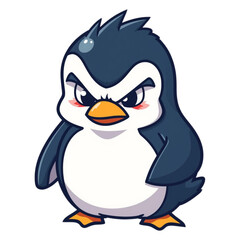 Obraz premium Cute Penguin Character Feeling Angry Flat Vector Illustration