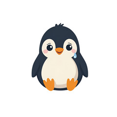 Obraz premium Cute Penguin Character Feeling Sad Flat Vector Illustration