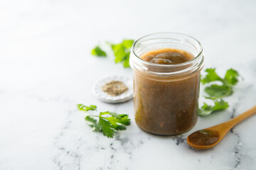 Homemade green plum sauce