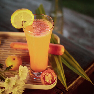 A refreshing array of colorful fruit juices and "Es Buah" served on a tray, making it the perfect choice for breaking the fast (Iftar)