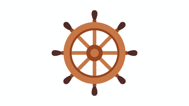 A simple vector illustration of a traditional ship's steering wheel in a flat design style (4)_traced