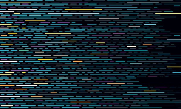 warp light speed digital data horizontal lines vector abstract background multicolor on black