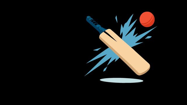 Cricket Bat and Ball with Blue Splash Effect sport