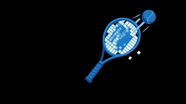 Tennis racket hitting a tennis ball with motion blur