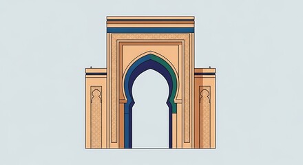 Fototapeta premium Illustration of ancient archway entrance gate.
