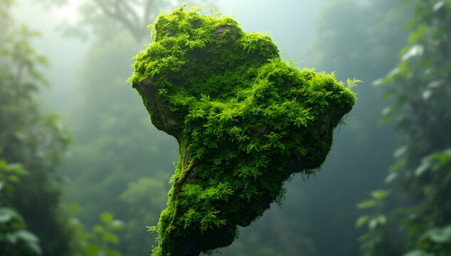 Eco-Friendly South America Map with Rainforest Texture
