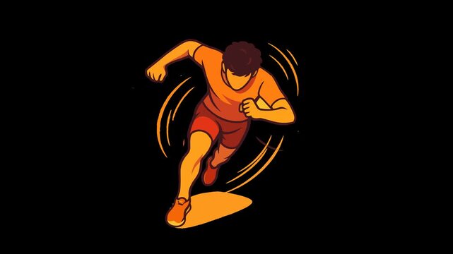 Athletic runner in motion with stylized motion lines