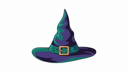 Fototapeta premium A stylized digital illustration of a witch's pointed hat in a minimalist art style (1)_traced
