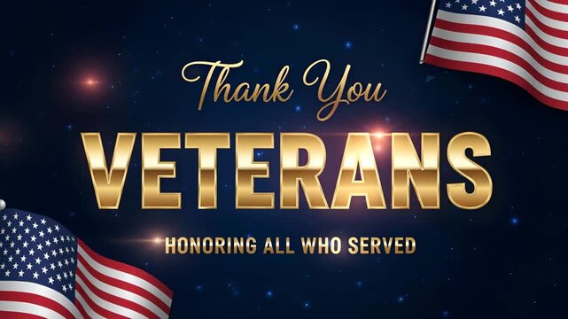 Patriotic Veterans Day Tribute with American Flags and Starry Background Honoring Military Service 4K Ai HD high quality video.