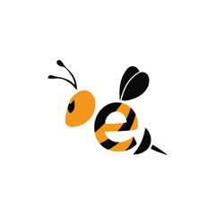 Naklejka premium Minimalist Bee Logo Illustration in Flat Vector Style on White Background