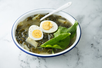 Spring soup with wild herbs