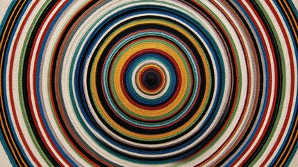 Intricate Multi-Colored Sombrero Hat with Concentric Thin Stripes from Above