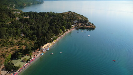 Fototapeta premium Cam Gradiste Ohrid from the sky