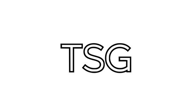 Modern minimal TSG monogram logo with clean monoline letters