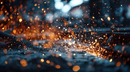 Glowing Sparks from Metalwork, Industrial Workshop, Hot Metal, Workshop Craftsmanship, Sparks Flying, Welding, Steel Manufacturing, Metal Processing, Blacksmithing