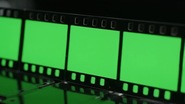 Film strip with green screen for visual effects and compositing