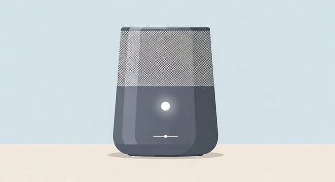 Modern smart speaker on a table.