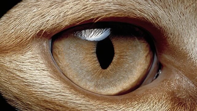 Close-up of a feline eye, showcasing intricate detail and rich colors. Intense gaze