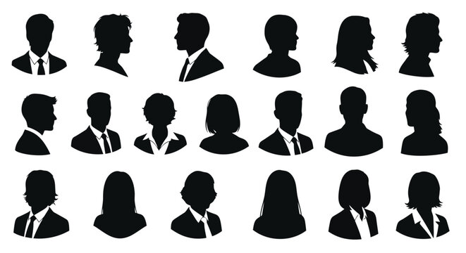 Collection of Diverse Business Professional Silhouettes.