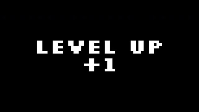 Level up pixel 1 in pixelated white font great for designing gaming graphics, educational materials, or digital designs needing a retro look.