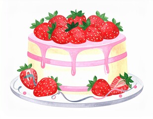 沢山の苺が乗ったケーキ