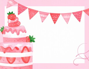 かわいいいちごのフレーム