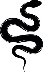 Obraz premium Black snake silhouette vector illustration isolated on white background minimalist animal logo design modern, - flavector