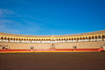 Fototapeta premium Interior View of the Historic Plaza de Toros de la Real Maestranza, Seville, Spain