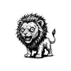 hand drawn abstract illustration of a ferocious lion vector