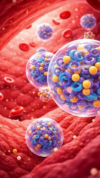 Insulin hormone molecule illustration for glucose blood sugar medical concept artery vessel circulation biology science healthcare diabetes endocrinology pancreas metabolic anatomy treatment therapy