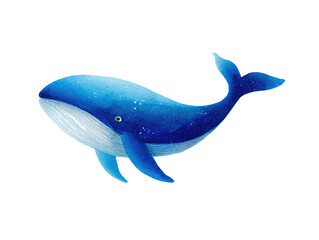 Fototapeta premium Watercolor illustration of a majestic blue whale, with shaded hues, isolated on a black background